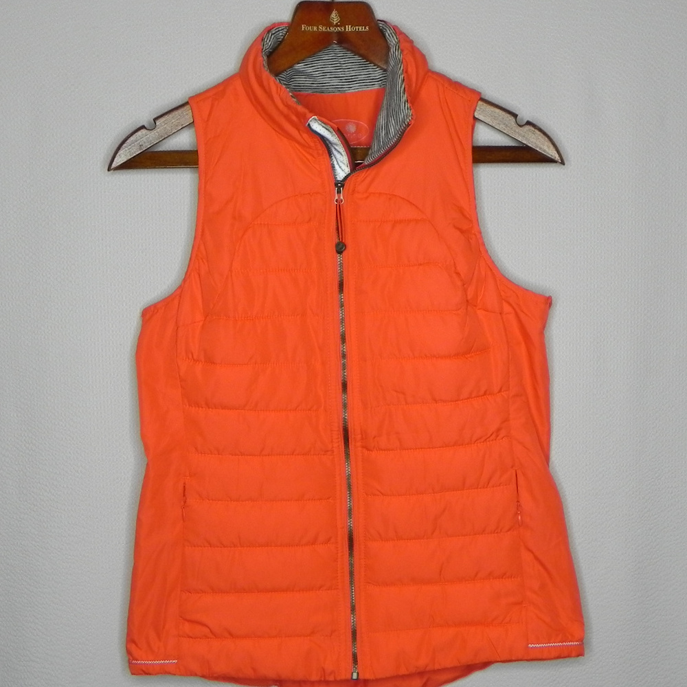 Tangerine Lightweight Puffer Vest, Small, Orange.
